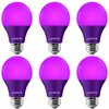 Luxrite A19 LED Light Bulbs 8W (60W Equivalent) Purple Colored Bulbs Non-Dimmable E26 Base 6-Pack LR21494-6PK